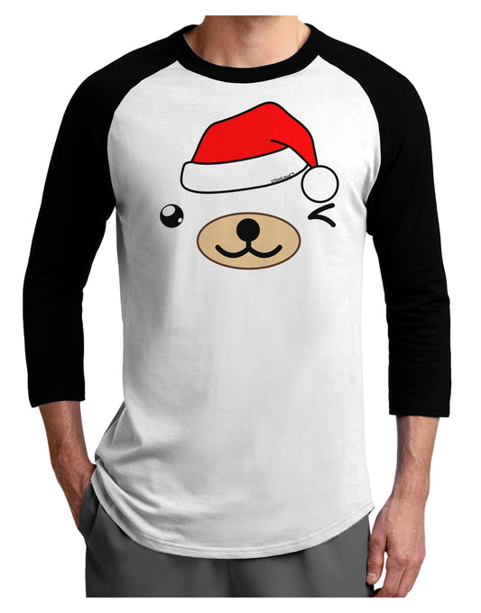 Kyu-T Face Beartholomew Santa Boy Bear Adult Raglan Shirt-Raglan Shirt-TooLoud-White-Black-X-Small-Davson Sales