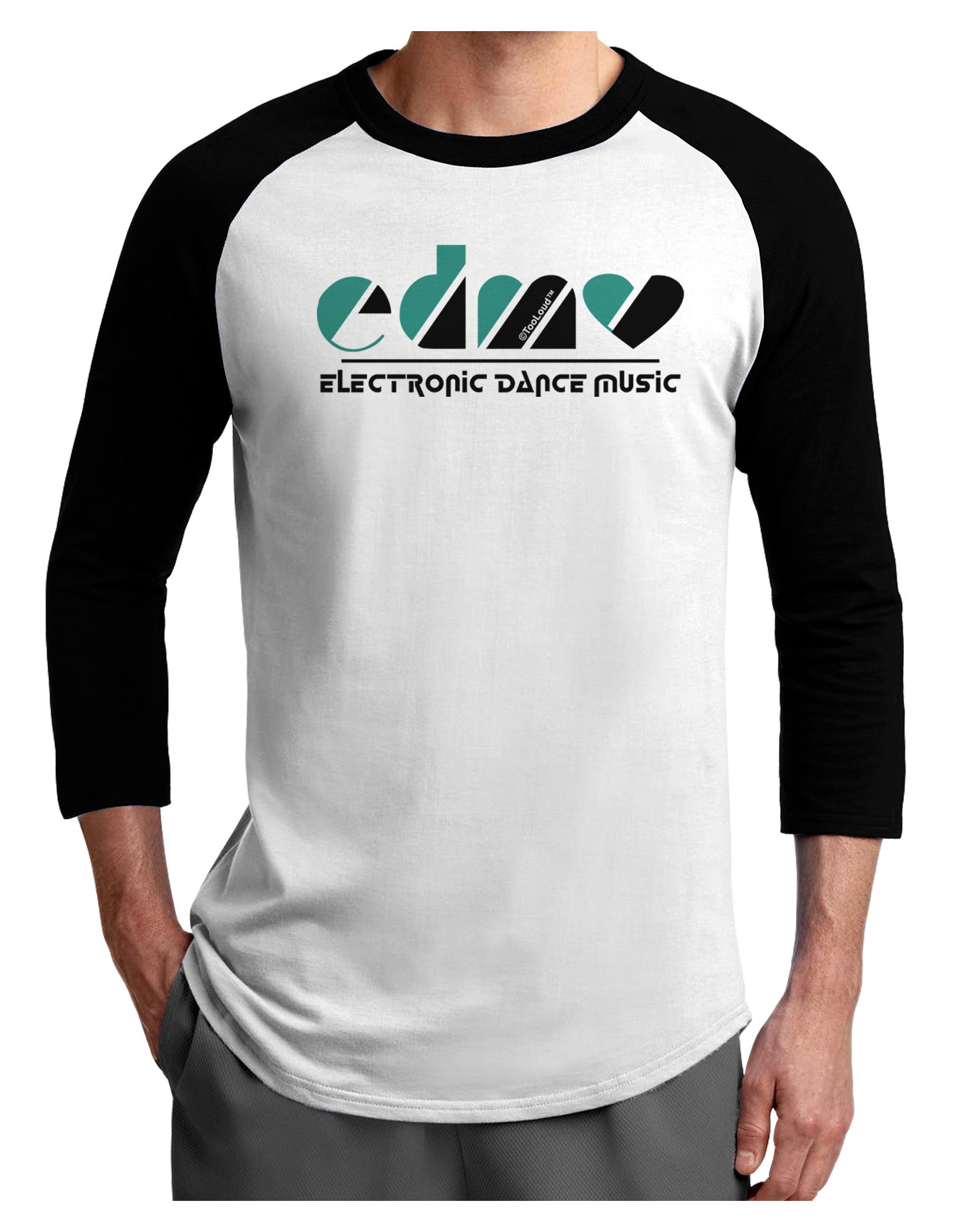 EDM Heart Black Adult Raglan Shirt-Raglan Shirt-TooLoud-White-Black-X-Small-Davson Sales