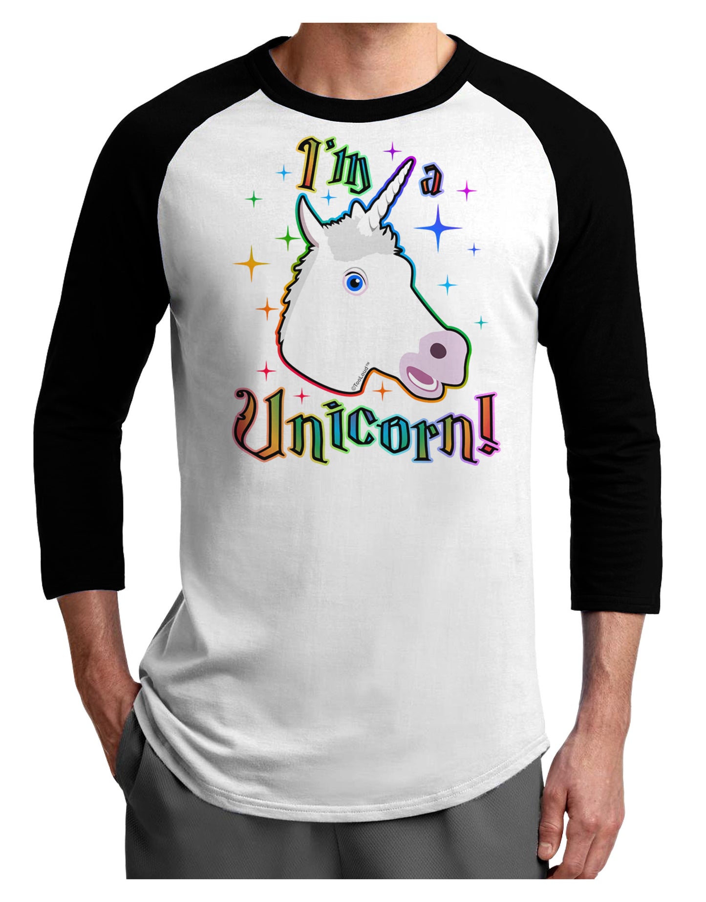 I'm a Unicorn Adult Raglan Shirt-Raglan Shirt-TooLoud-White-Black-X-Small-Davson Sales