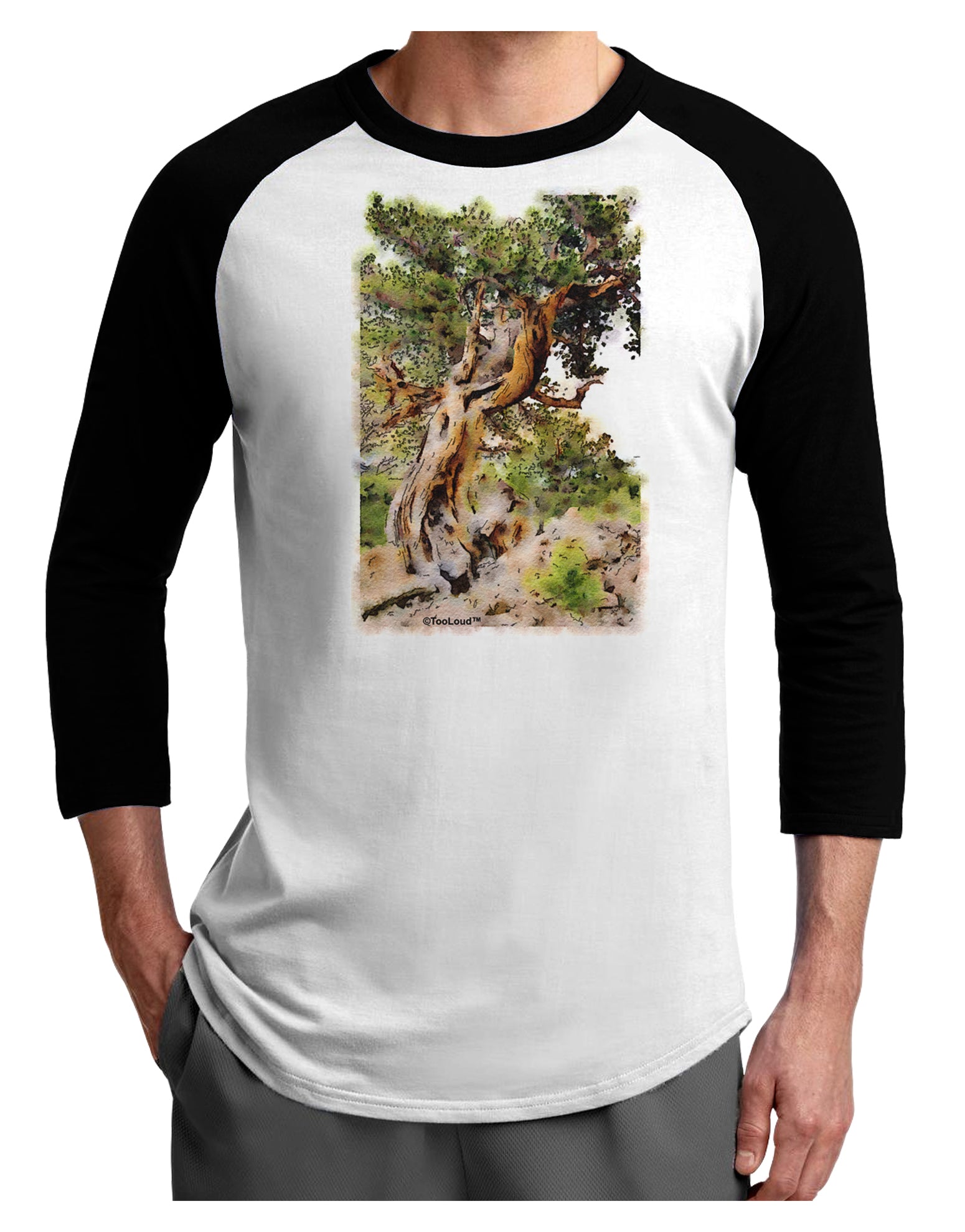 Bristlecone Pines Adult Raglan Shirt-TooLoud-White-Black-X-Small-Davson Sales