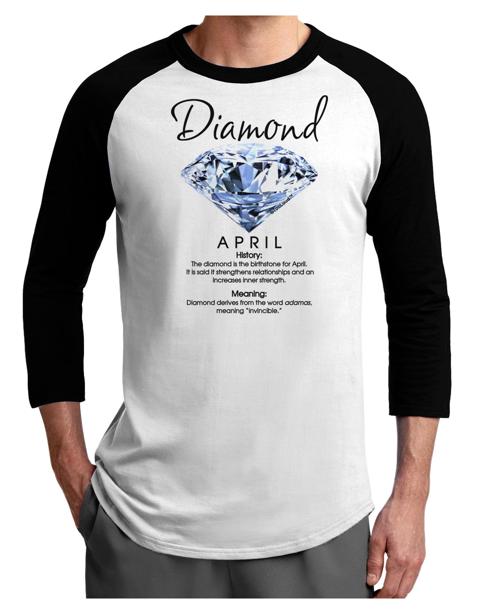 Birthstone Diamond Adult Raglan Shirt-Raglan Shirt-TooLoud-White-Black-X-Small-Davson Sales