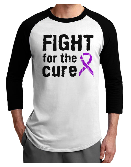 Fight for the Cure - Purple Ribbon Epilepsy Adult Raglan Shirt-TooLoud-White-Black-X-Small-Davson Sales