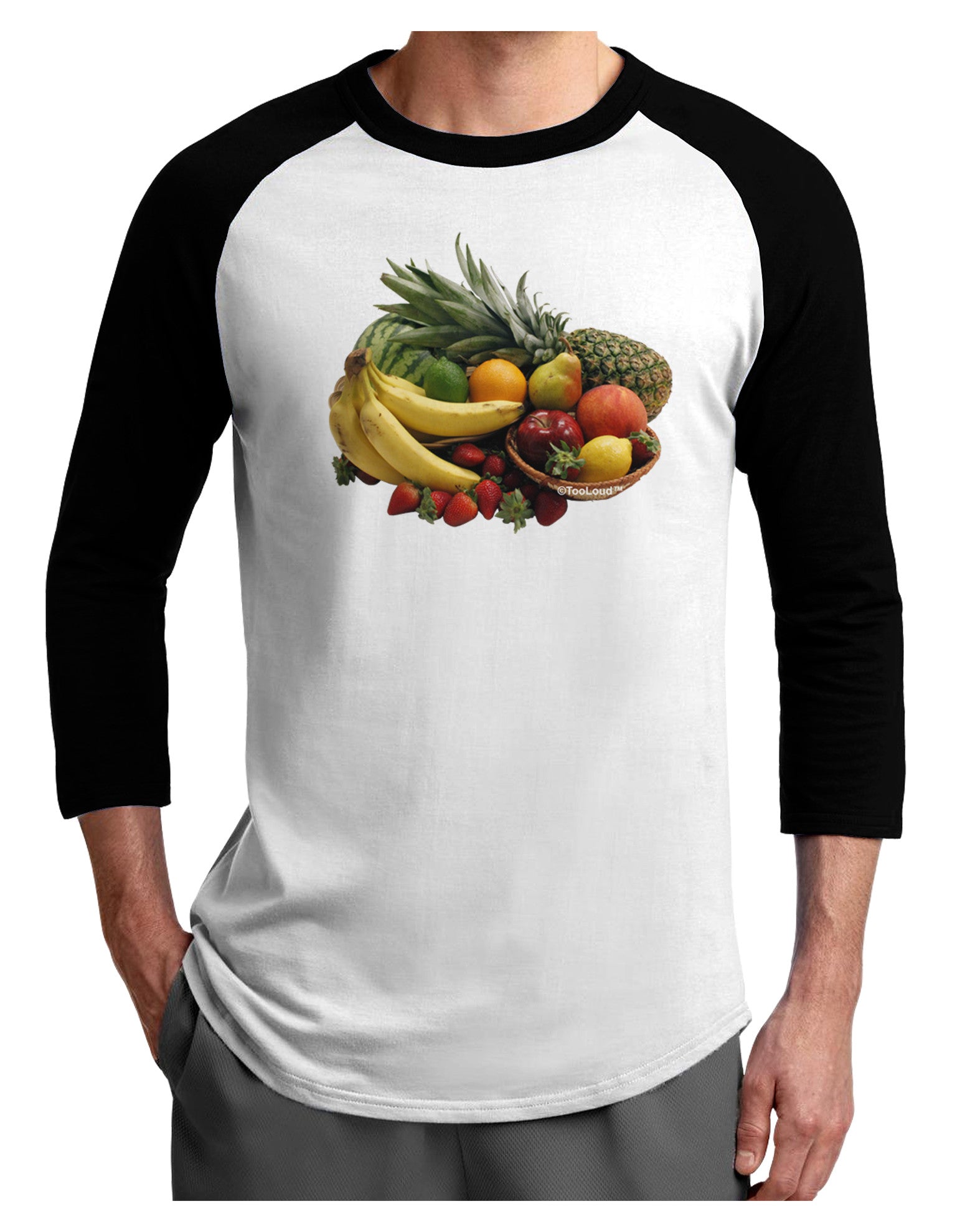 Fruit Basket Still Life Adult Raglan Shirt-Raglan Shirt-TooLoud-White-Black-X-Small-Davson Sales