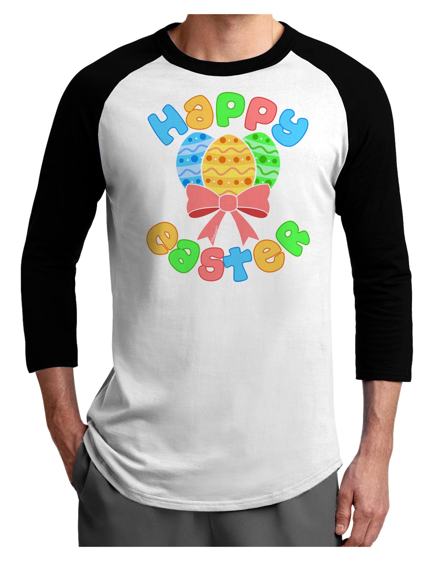 Happy Easter Easter Eggs Adult Raglan Shirt by TooLoud-TooLoud-White-Black-X-Small-Davson Sales