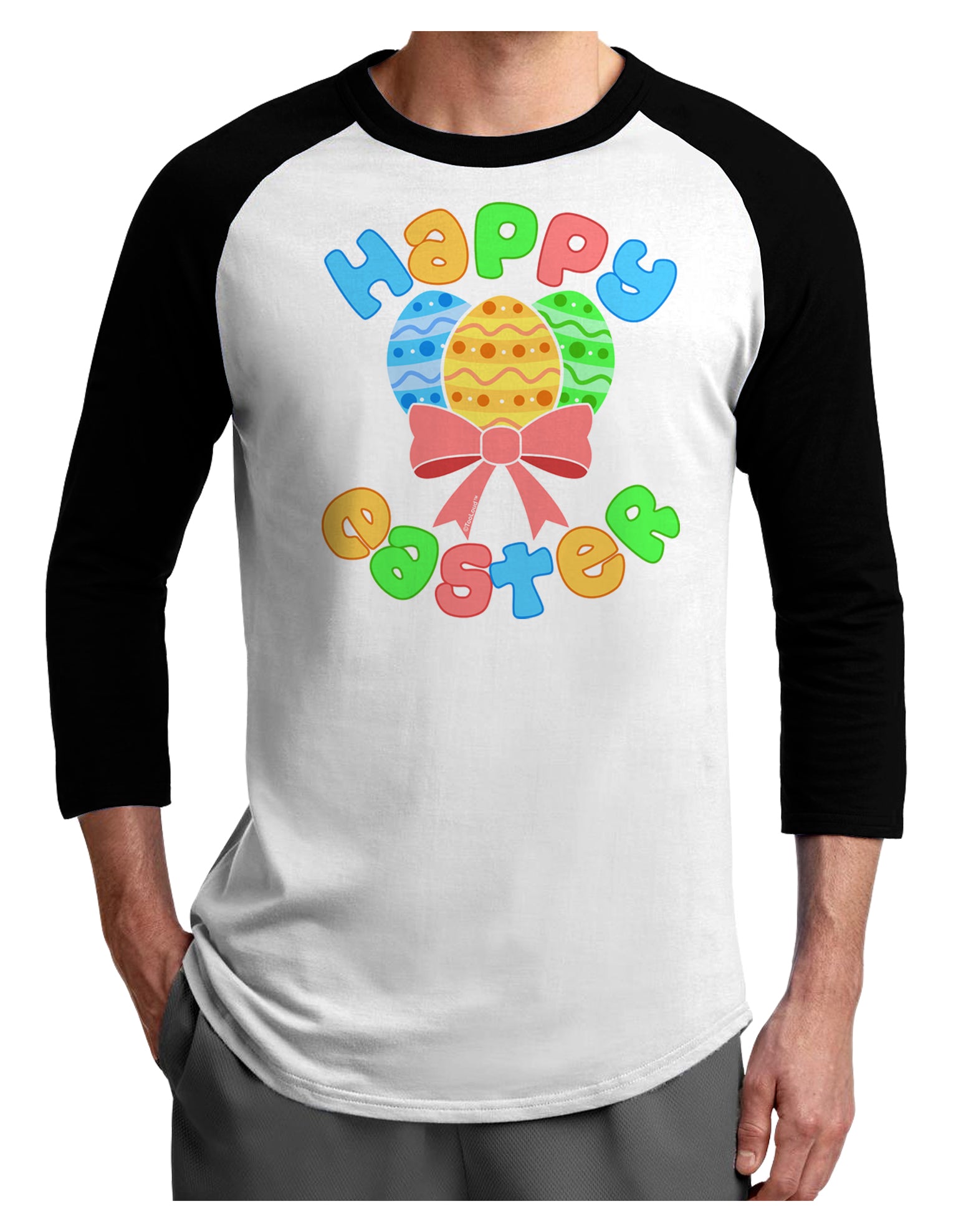 Happy Easter Easter Eggs Adult Raglan Shirt by TooLoud-TooLoud-White-Black-X-Small-Davson Sales
