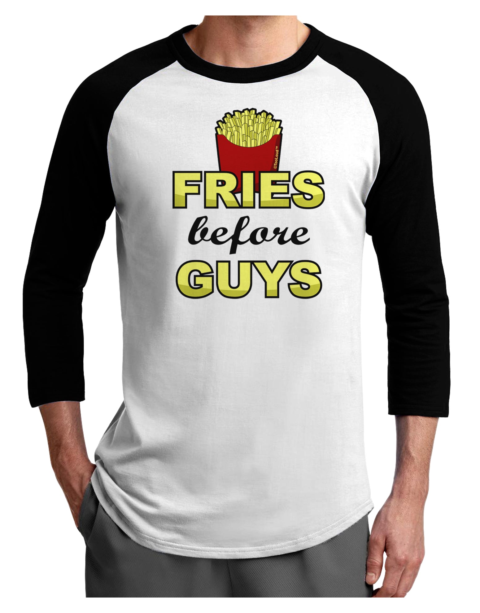 Fries Before Guys Adult Raglan Shirt by TooLoud-TooLoud-White-Black-X-Small-Davson Sales