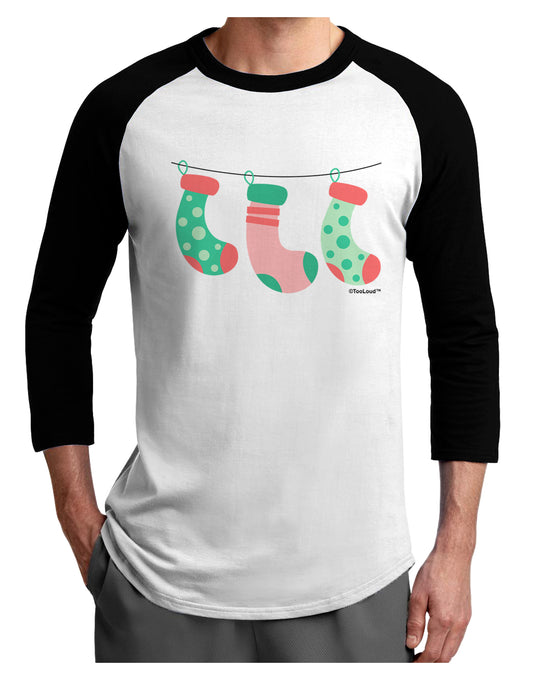 Cute Hanging Christmas Stockings Adult Raglan Shirt by TooLoud-TooLoud-White-Black-X-Small-Davson Sales
