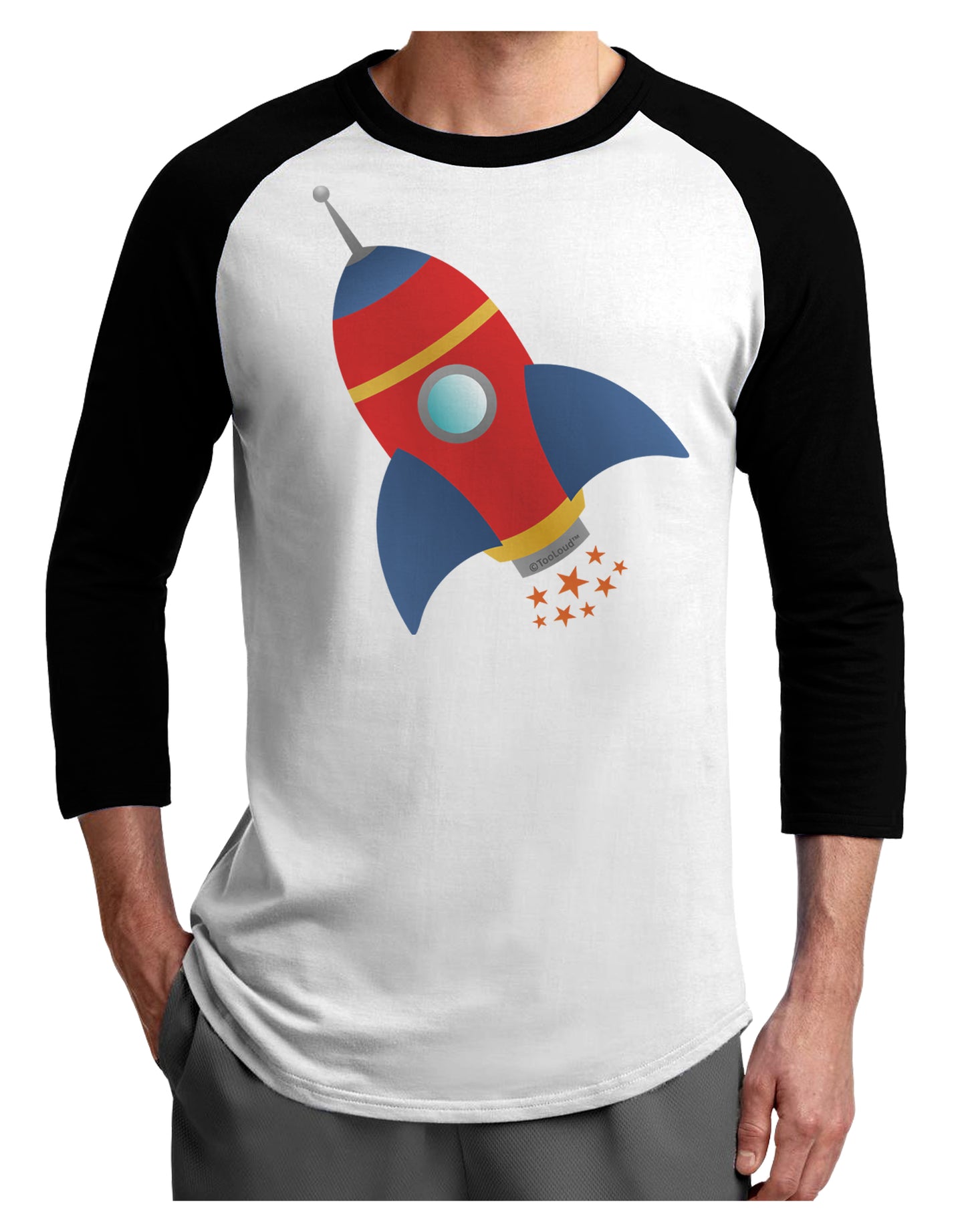 Space Rocket Ship and Stars Adult Raglan Shirt by TooLoud-TooLoud-White-Black-X-Small-Davson Sales