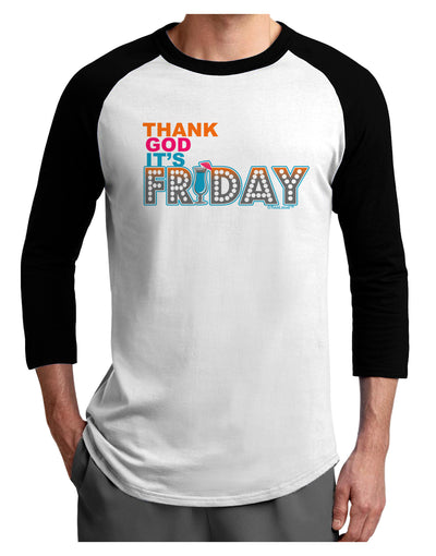 Thank God It's Friday Mixed Drink Adult Raglan Shirt-Raglan Shirt-TooLoud-White-Black-X-Small-Davson Sales