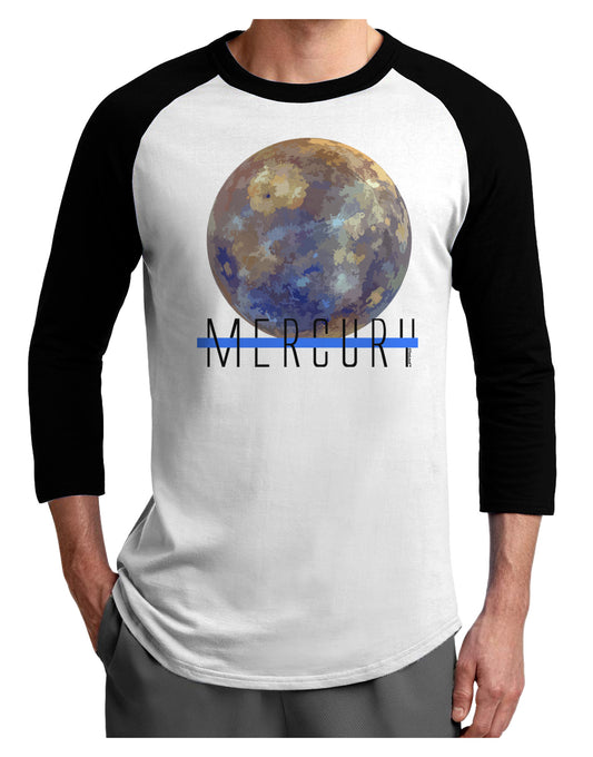Planet Mercury Text Adult Raglan Shirt-Raglan Shirt-TooLoud-White-Black-X-Small-Davson Sales