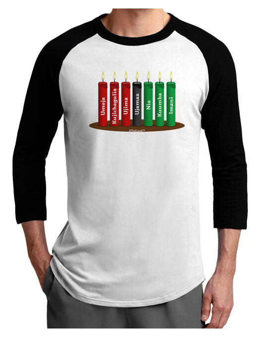 Kwanzaa Candles 7 Principles Adult Raglan Shirt-Raglan Shirt-TooLoud-White-Black-X-Small-Davson Sales