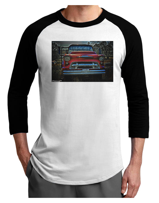 TooLoud Vintage Truck Adult Raglan Shirt-TooLoud-White-Black-X-Small-Davson Sales