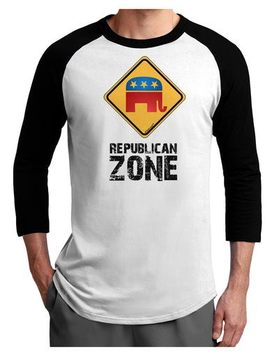 Republican Zone Adult Raglan Shirt-TooLoud-White-Black-X-Small-Davson Sales