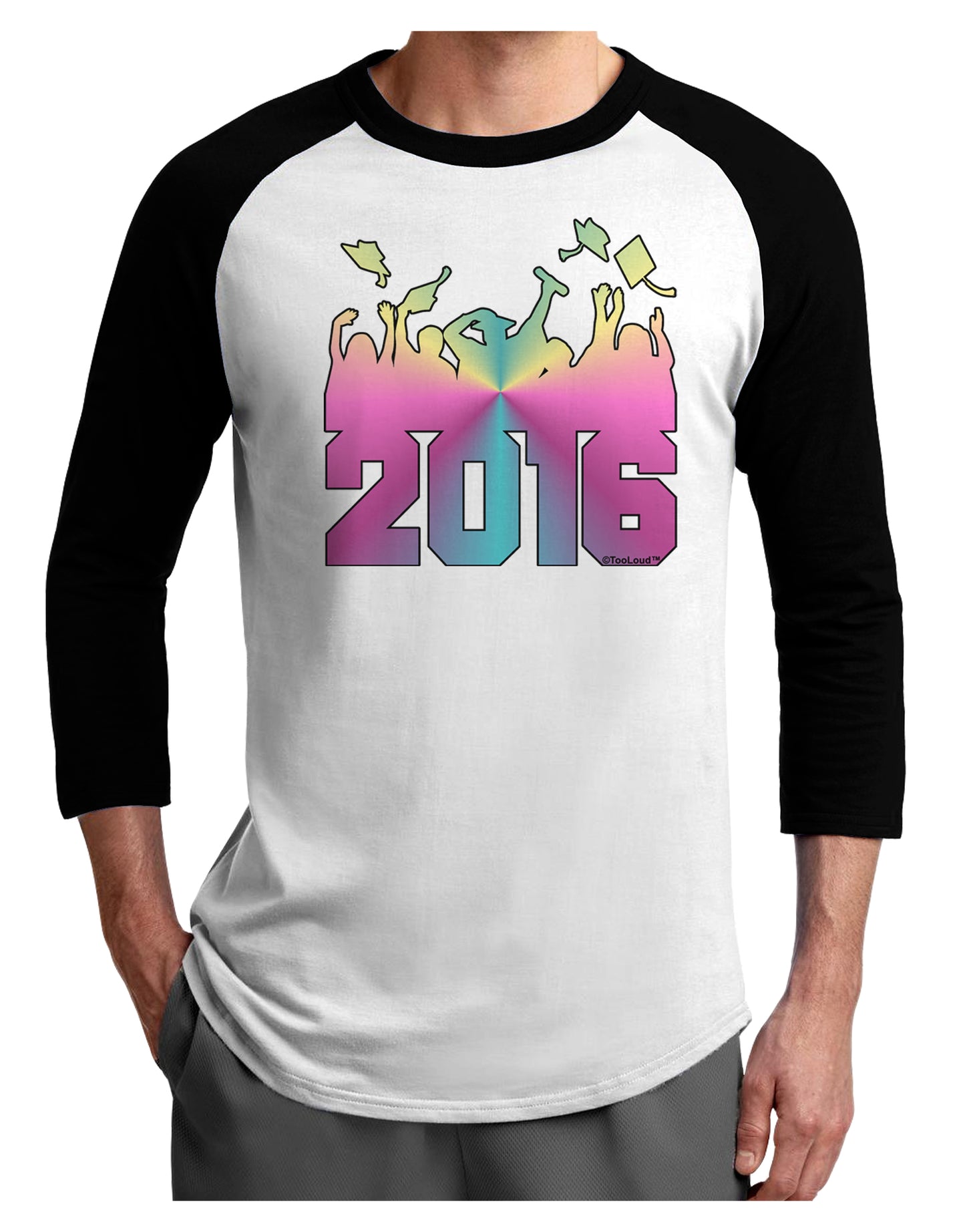 Current Year Graduation Color Adult Raglan Shirt-Raglan Shirt-TooLoud-White-Black-X-Small-Davson Sales