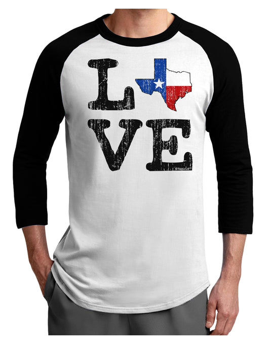 Texas Love Distressed Design Adult Raglan Shirt by TooLoud-TooLoud-White-Black-X-Small-Davson Sales