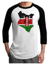 Kenya Flag Silhouette Distressed Adult Raglan Shirt-TooLoud-White-Black-X-Small-Davson Sales
