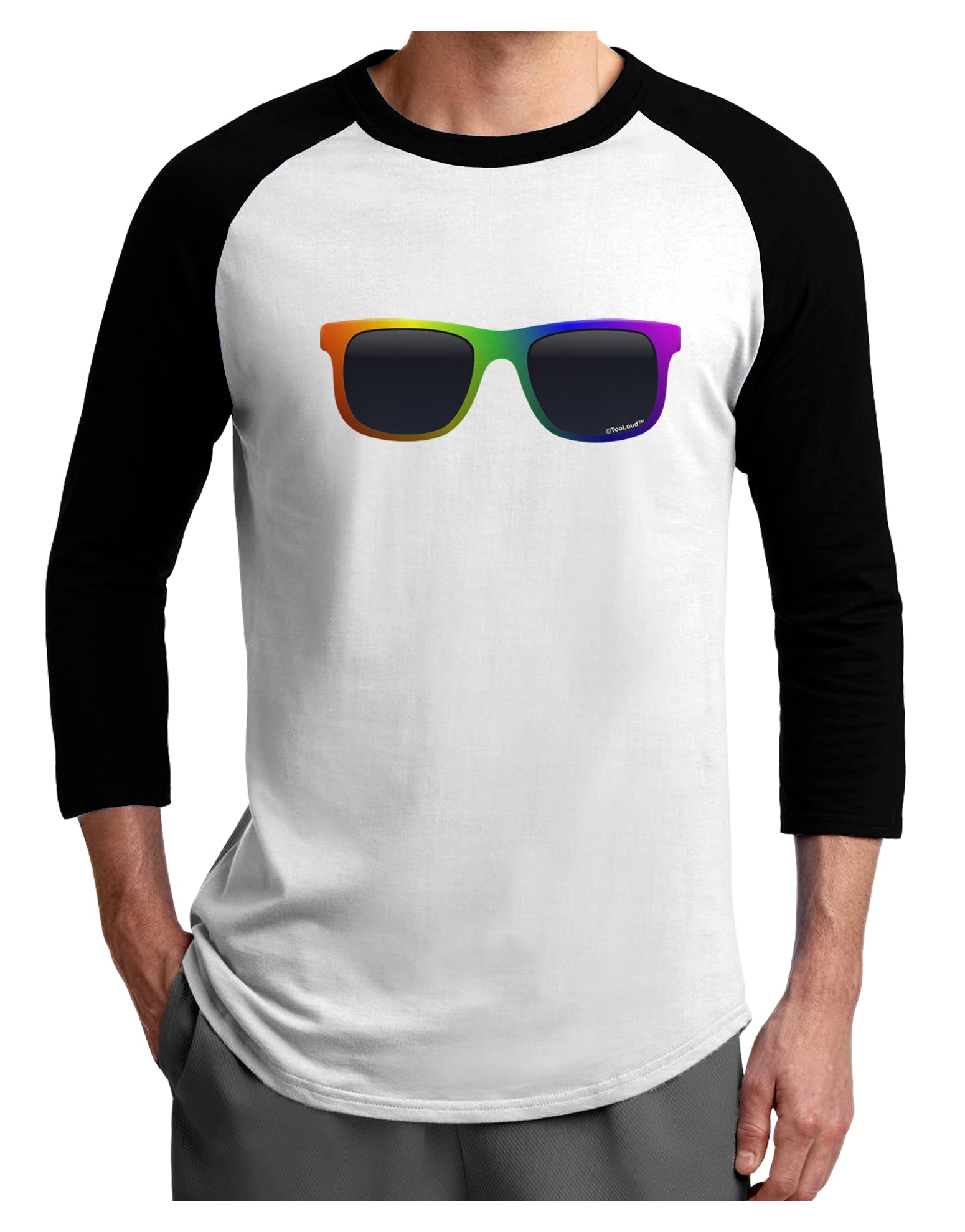 Pride Rainbow Glasses Adult Raglan Shirt by TooLoud-TooLoud-White-Black-X-Small-Davson Sales