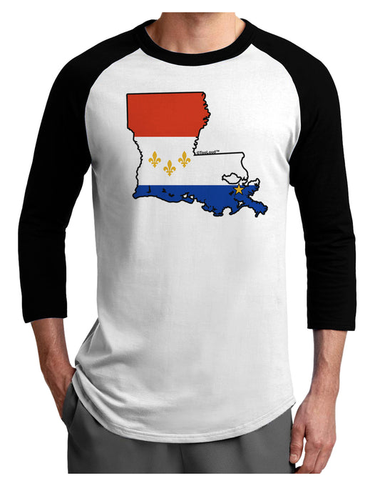 New Orleans Louisiana Flag Adult Raglan Shirt-TooLoud-White-Black-X-Small-Davson Sales