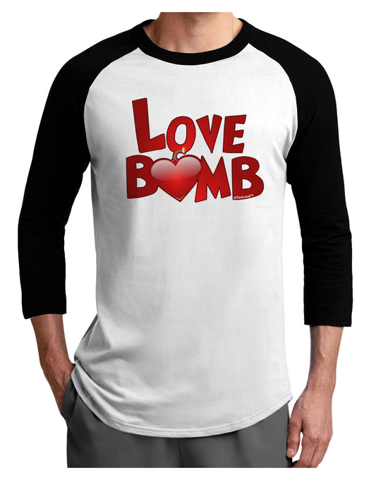 Love Bomb Text Adult Raglan Shirt-TooLoud-White-Black-X-Small-Davson Sales