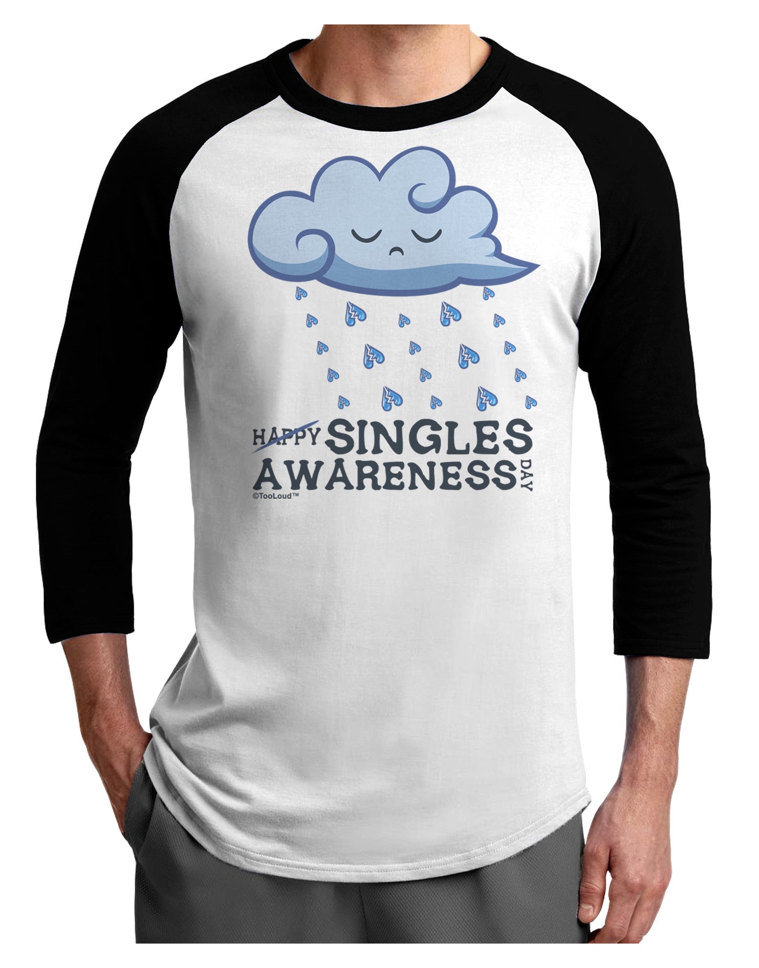 Happy Singles Awareness Day Adult Raglan Shirt-Raglan Shirt-TooLoud-White-Black-X-Small-Davson Sales