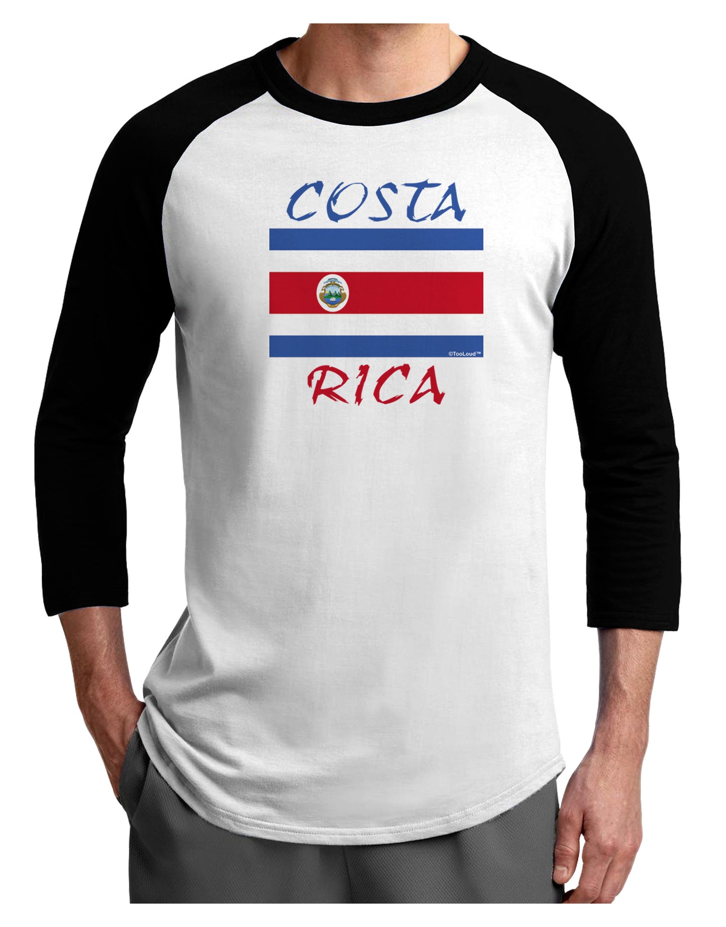 Costa Rica Flag Adult Raglan Shirt-Raglan Shirt-TooLoud-White-Black-X-Small-Davson Sales