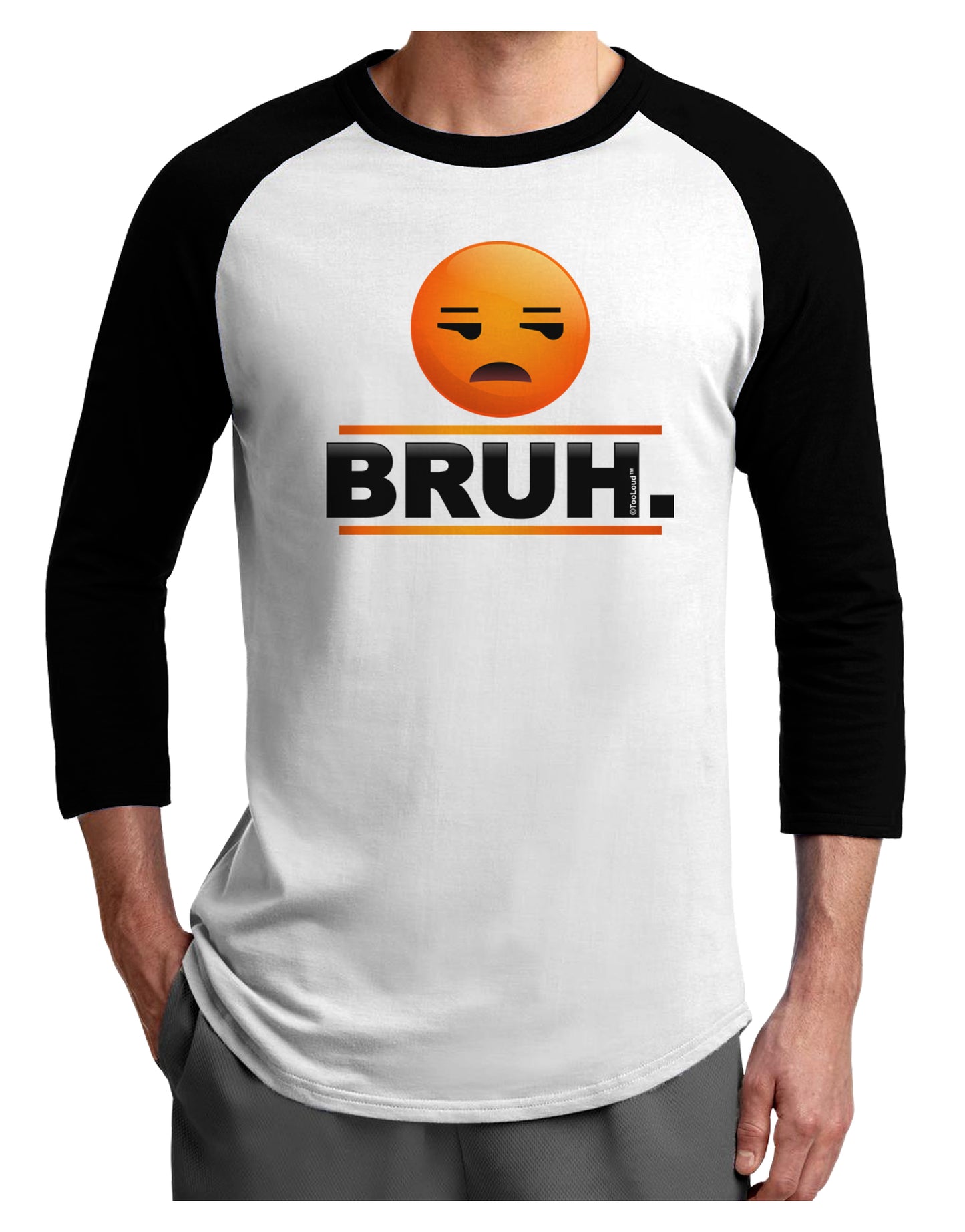 Bruh Emoji Adult Raglan Shirt-Raglan Shirt-TooLoud-White-Black-X-Small-Davson Sales