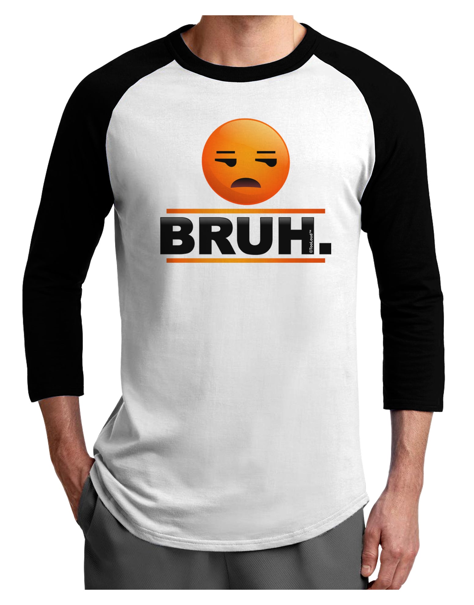Bruh Emoji Adult Raglan Shirt-Raglan Shirt-TooLoud-White-Black-X-Small-Davson Sales