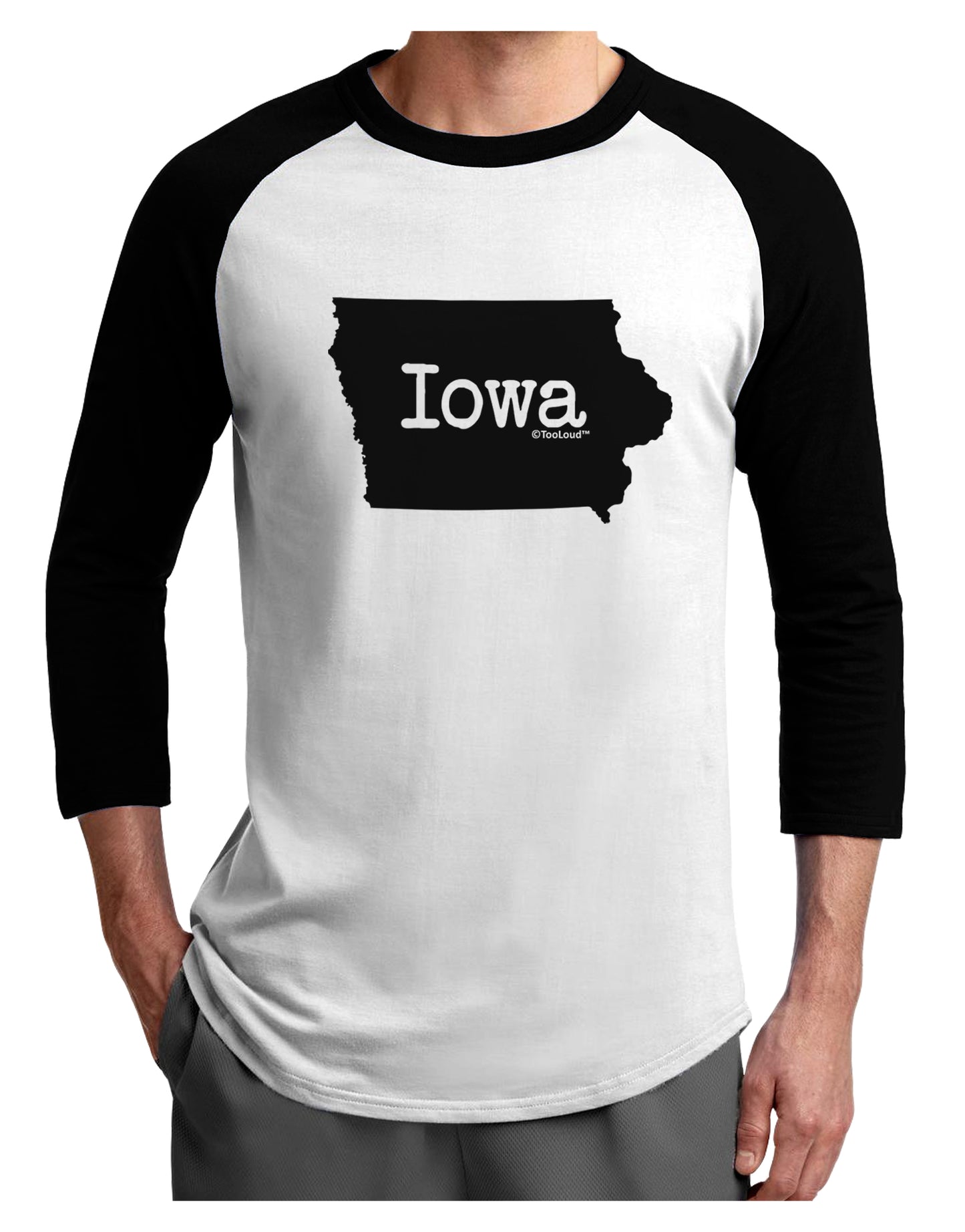 Iowa - United States Shape Adult Raglan Shirt by TooLoud-TooLoud-White-Black-X-Small-Davson Sales