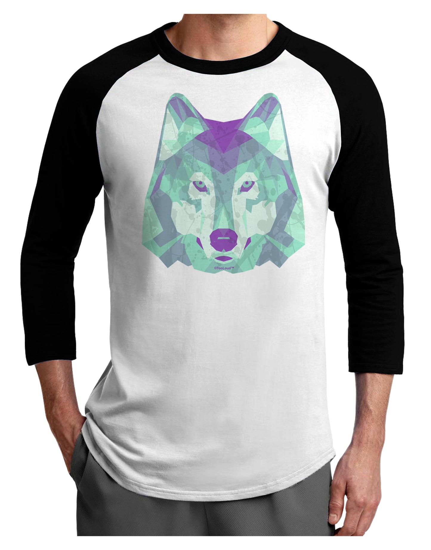 Geometric Wolf Head Adult Raglan Shirt by TooLoud-TooLoud-White-Black-X-Small-Davson Sales
