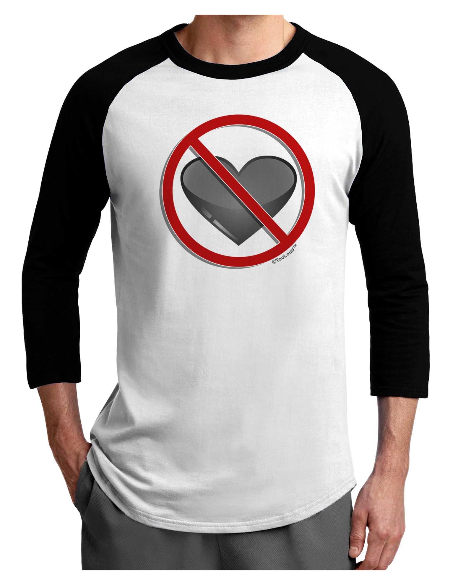 No Love Symbol Adult Raglan Shirt-Raglan Shirt-TooLoud-White-Black-X-Small-Davson Sales