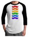 Colorful Rainbow Mustaches Adult Raglan Shirt-Raglan Shirt-TooLoud-White-Black-X-Small-Davson Sales