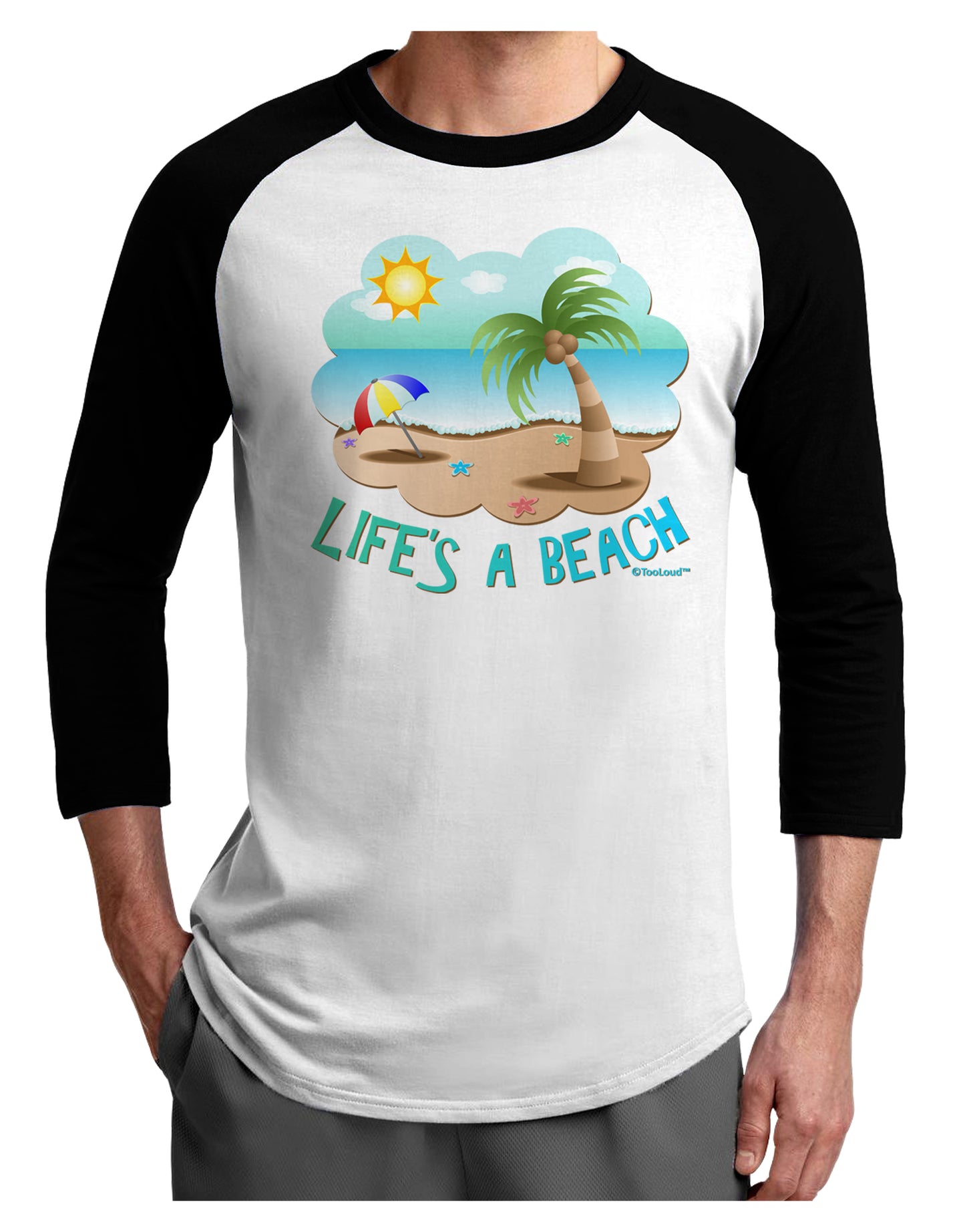 Fun Summer Beach Scene - Life's a Beach Adult Raglan Shirt by TooLoud-TooLoud-White-Black-X-Small-Davson Sales