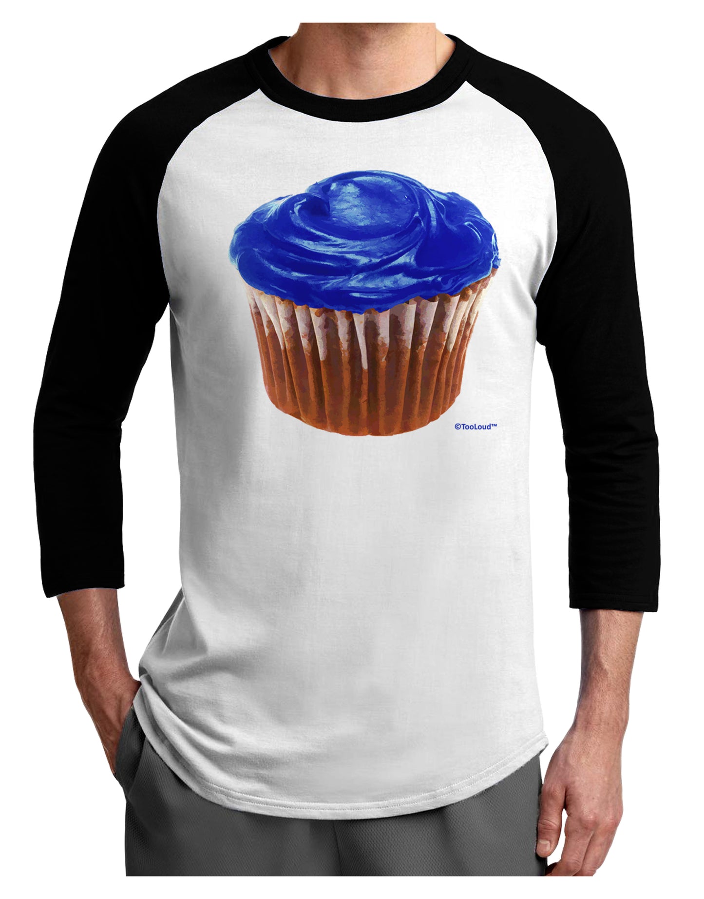 Giant Bright Blue Cupcake Adult Raglan Shirt by TooLoud-TooLoud-White-Black-X-Small-Davson Sales