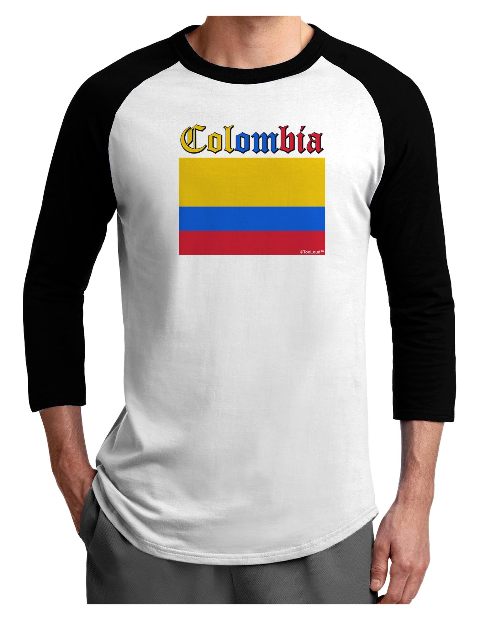 Colombia Flag Adult Raglan Shirt-Raglan Shirt-TooLoud-White-Black-X-Small-Davson Sales