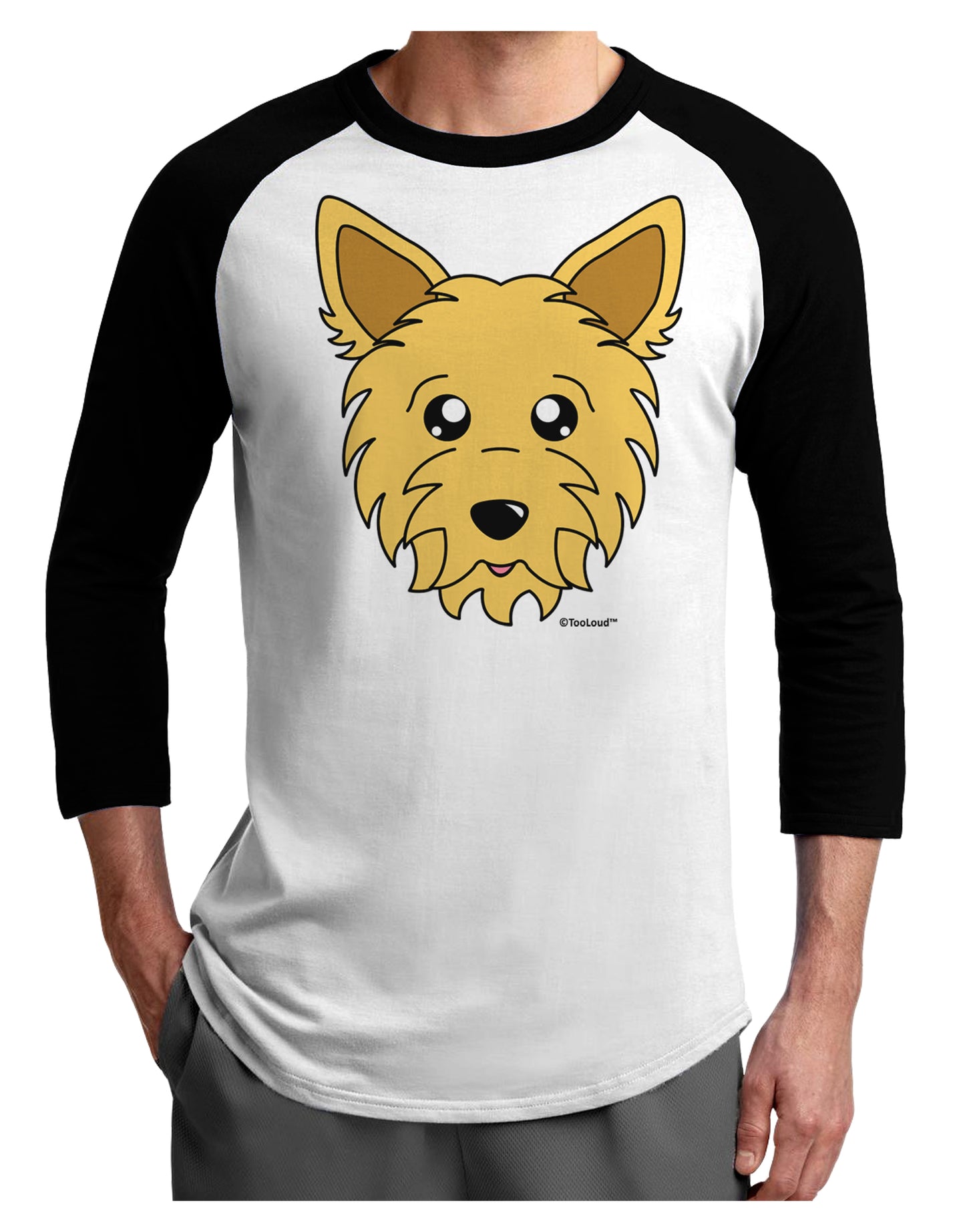 Cute Yorkshire Terrier Yorkie Dog Adult Raglan Shirt by TooLoud-TooLoud-White-Black-X-Small-Davson Sales