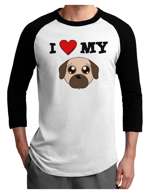 I Heart My - Cute Pug Dog - Fawn Adult Raglan Shirt by TooLoud-TooLoud-White-Black-X-Small-Davson Sales