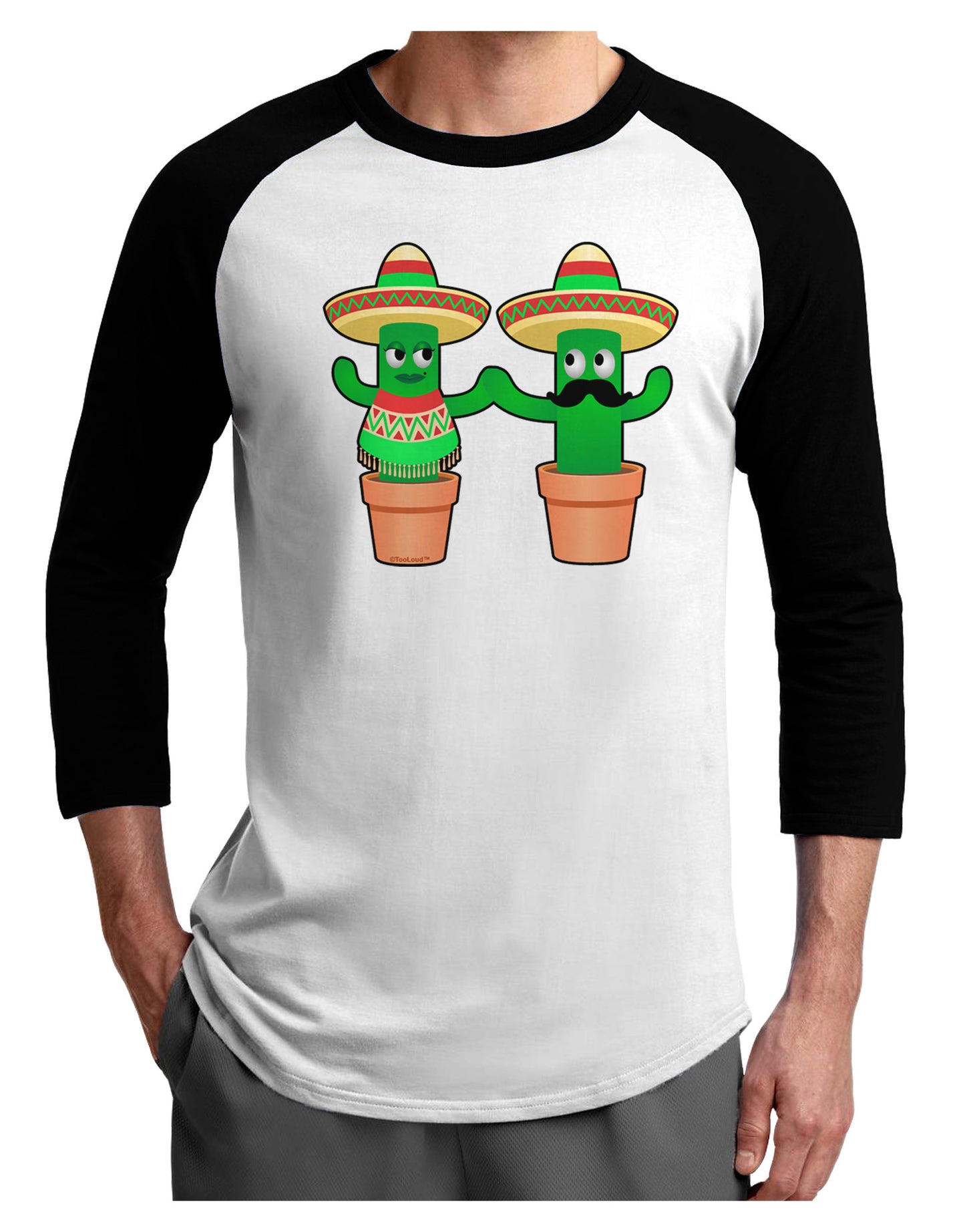 Fiesta Cactus Couple Adult Raglan Shirt-Raglan Shirt-TooLoud-White-Black-X-Small-Davson Sales