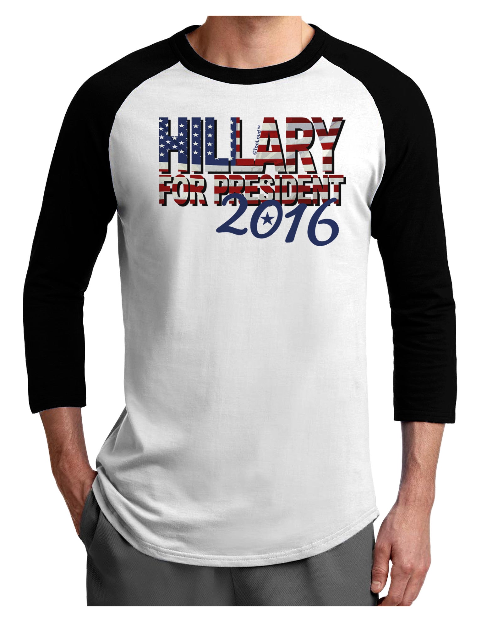 Hillary for President Flag Adult Raglan Shirt-Raglan Shirt-TooLoud-White-Black-X-Small-Davson Sales