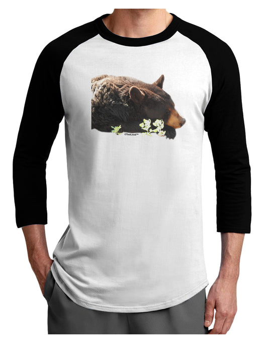 Laying Black Bear Cutout Adult Raglan Shirt-Raglan Shirt-TooLoud-White-Black-X-Small-Davson Sales