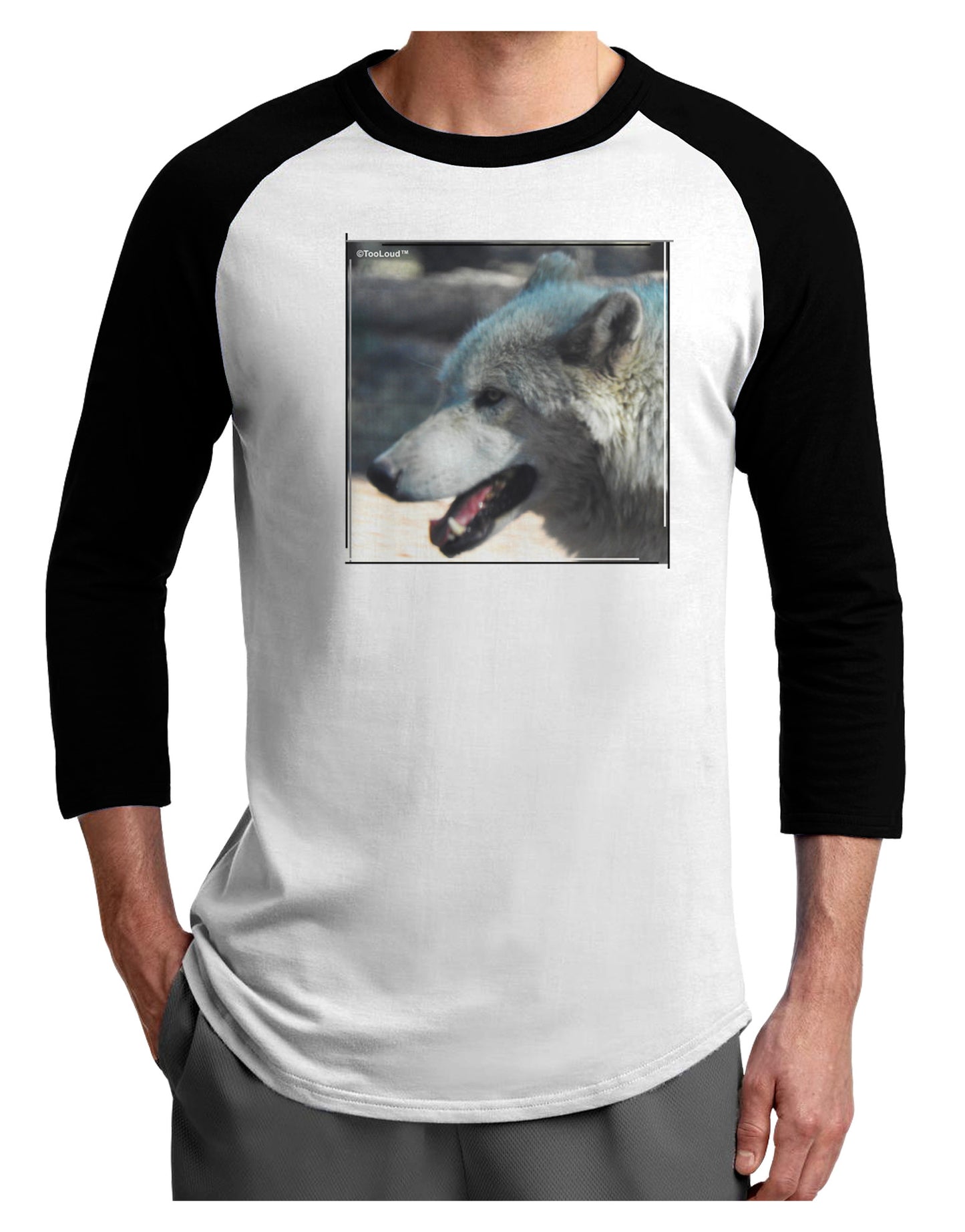 TooLoud White Wolf Face Adult Raglan Shirt-Raglan Shirt-TooLoud-White-Black-X-Small-Davson Sales
