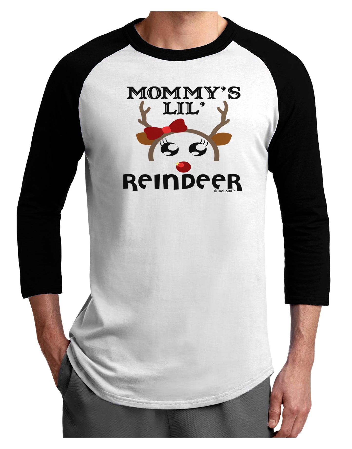 Mommy's Lil Reindeer Girl Adult Raglan Shirt-Raglan Shirt-TooLoud-White-Black-X-Small-Davson Sales