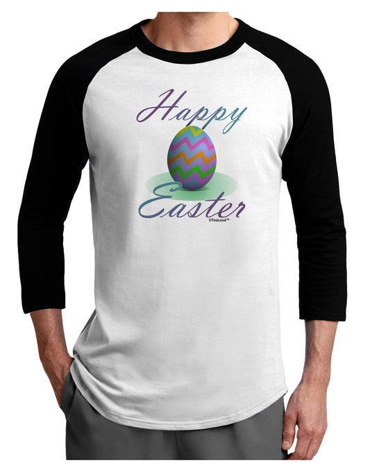 One Happy Easter Egg Adult Raglan Shirt-TooLoud-White-Black-X-Small-Davson Sales