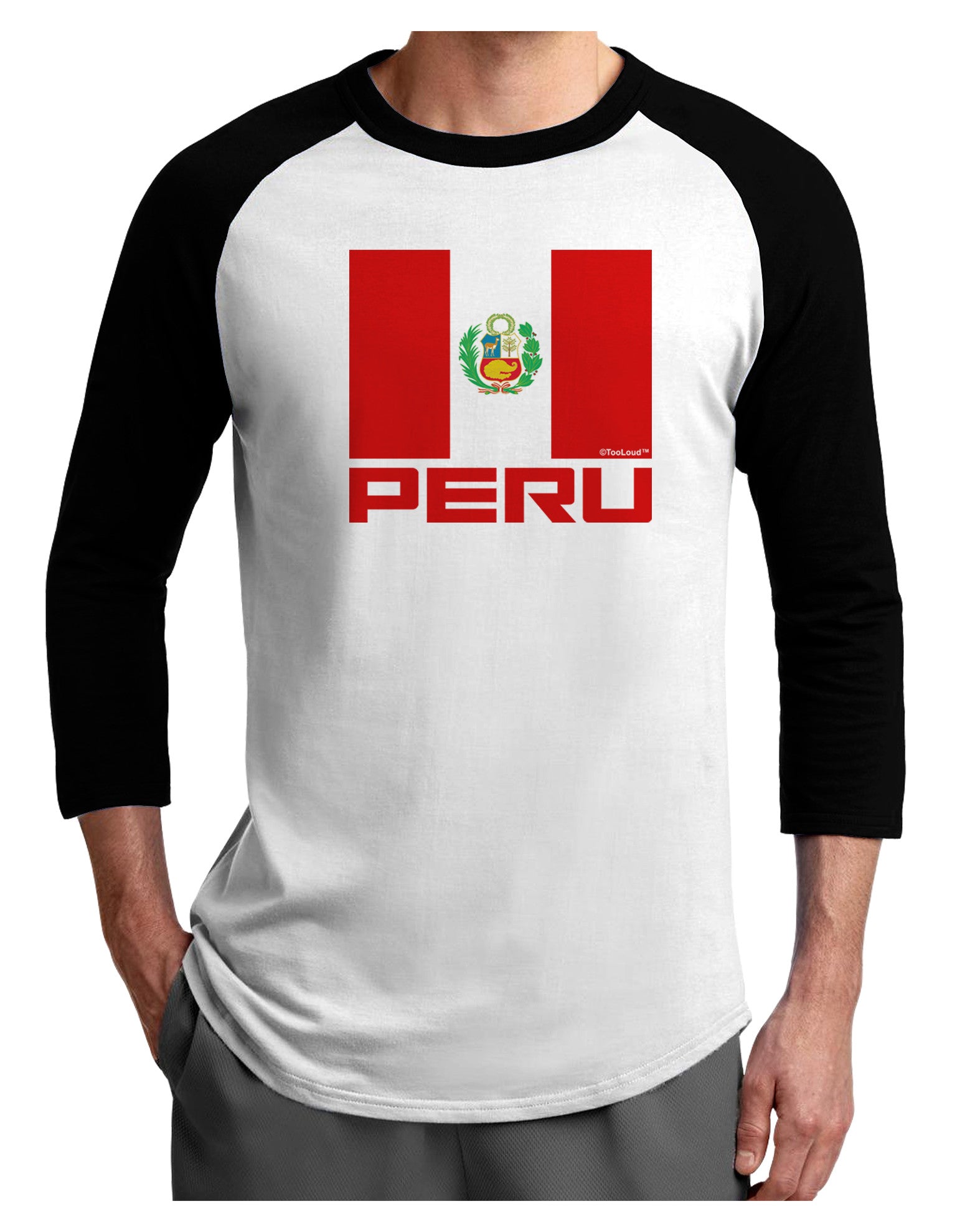 Peru Flag Adult Raglan Shirt-Raglan Shirt-TooLoud-White-Black-X-Small-Davson Sales