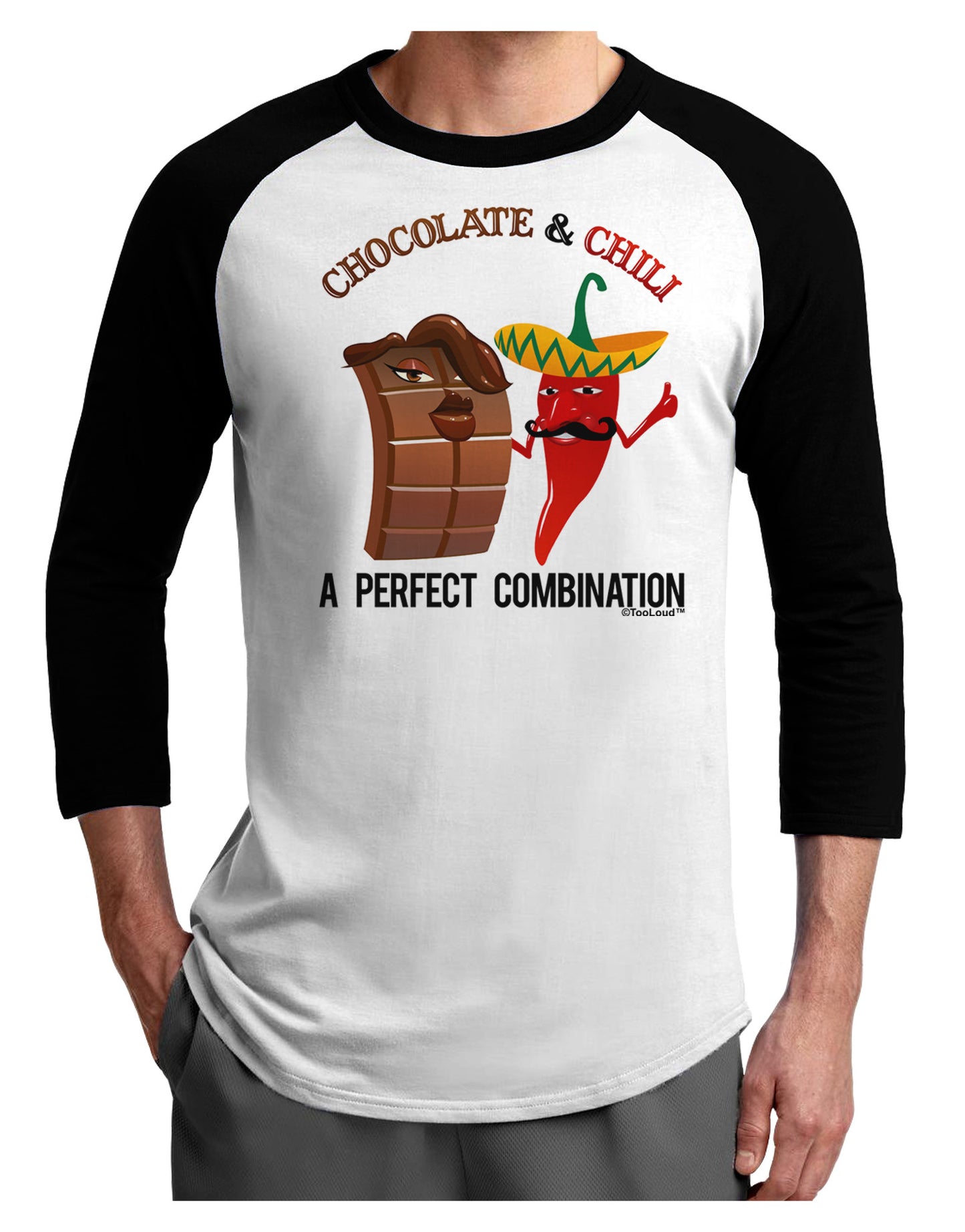 Chiles and Chocolate Adult Raglan Shirt-Raglan Shirt-TooLoud-White-Black-X-Small-Davson Sales