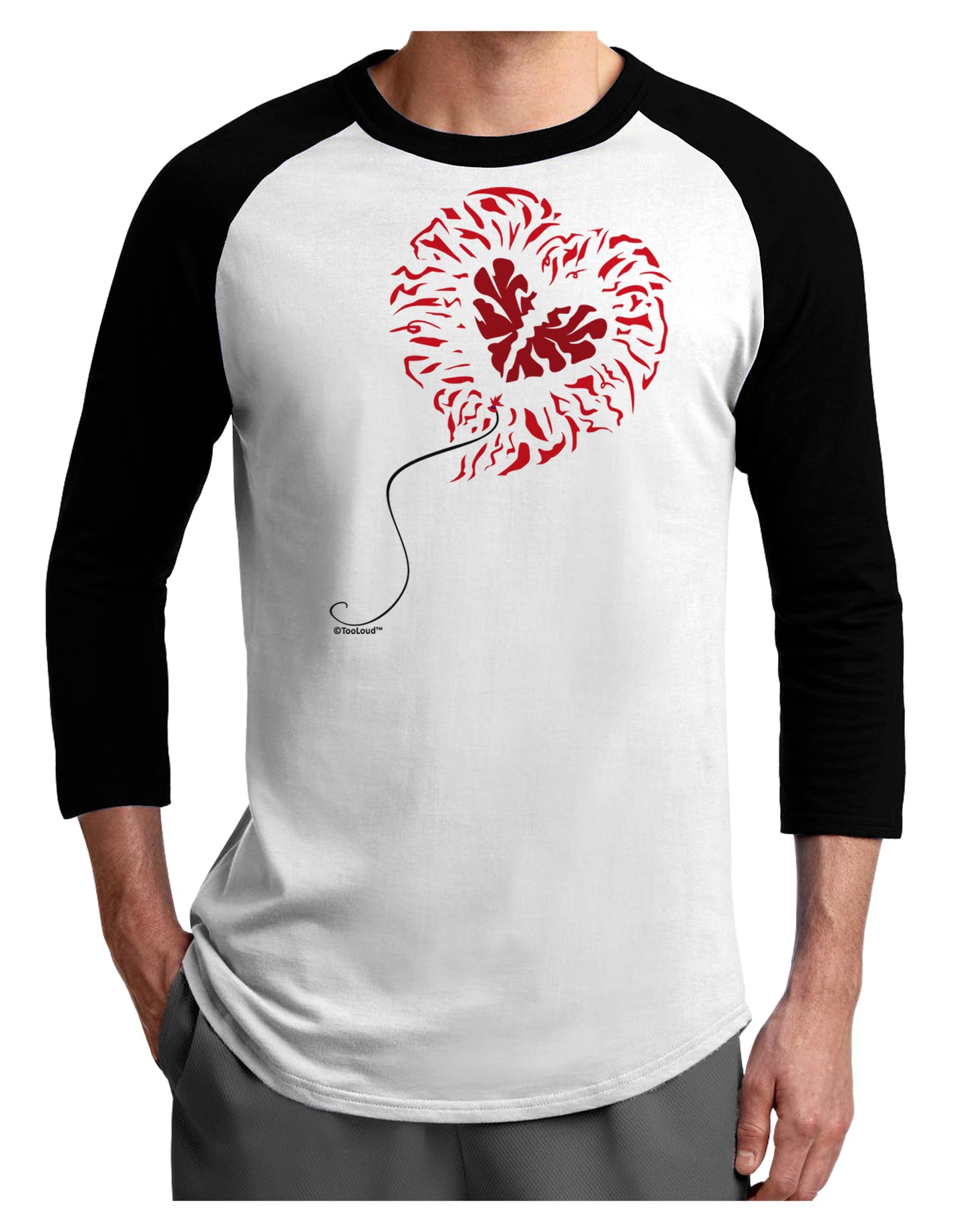 Broken Heart Popped Red Heart Balloon Adult Raglan Shirt-Raglan Shirt-TooLoud-White-Black-X-Small-Davson Sales