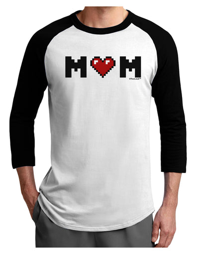 Mom Pixel Heart Adult Raglan Shirt-TooLoud-White-Black-X-Small-Davson Sales