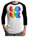 Rainbow LOVE Text Adult Raglan Shirt by TooLoud-TooLoud-White-Black-X-Small-Davson Sales