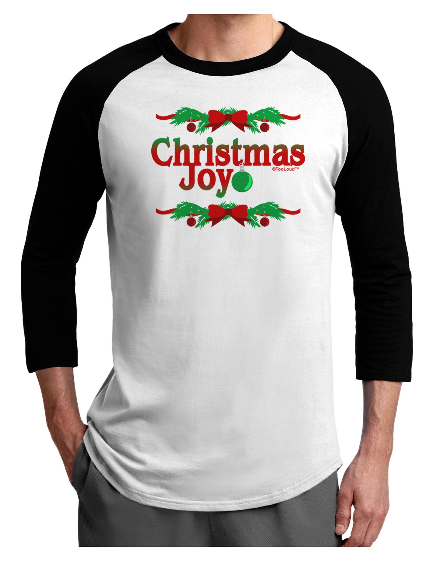 Christmas Joy Color Adult Raglan Shirt-Raglan Shirt-TooLoud-White-Black-X-Small-Davson Sales