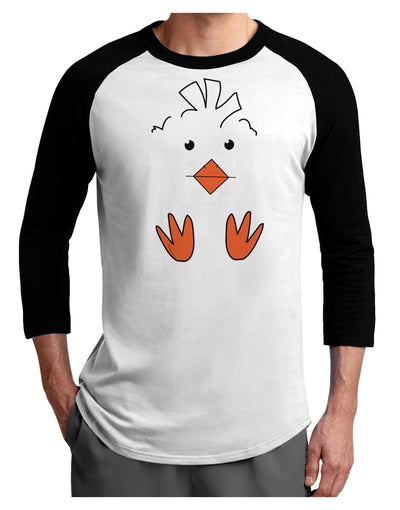 Cute Easter Chick Face Adult Raglan Shirt White Black 3XL Tooloud