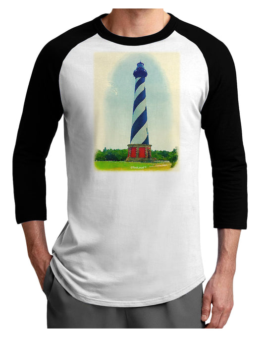Watercolor Lighthouse 1 Adult Raglan Shirt-TooLoud-White-Black-X-Small-Davson Sales
